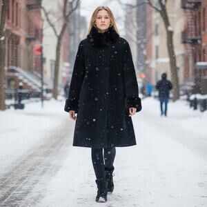 Vintage Robert Arnold Pig Suede Leather - black Knee length coat
Size med